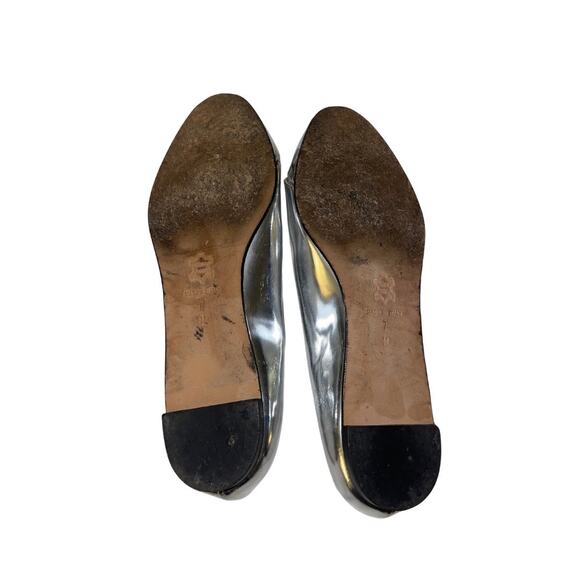 Isaac Mizrahi Silver Peep Toe Flats Ballerina Patent Leather Size 7 Made Italy - Picture 4 of 6